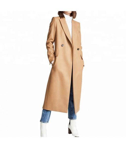 2020 latest designs winter Fashion Double-breasted Long profile felt coat for women 